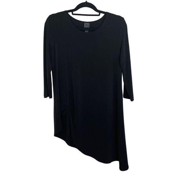 Clara Sun Woo Black Stretch Asymmetrical Tunic Top Size S - Picture 1 of 6